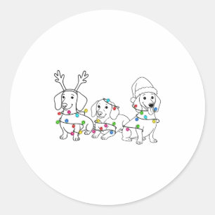 Sticker Rond Amoureux de Teckel Noël Lumière Xmas Doxie Maman
