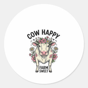 Sticker Rond Amoureux de vaches mignonnes Art animalier de ferm