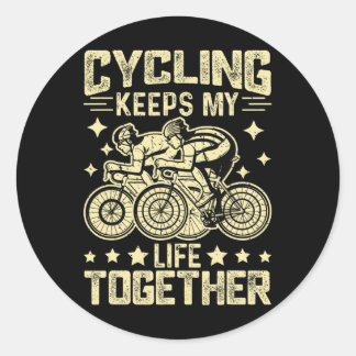 Sticker Rond Amoureux de vélo tout terrain cycliste sur route V