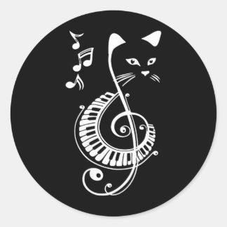 Sticker Rond Amoureux des animaux et de la musique Féminin Chat