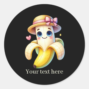Sticker Rond Amoureux des bananes mignons personnalisables