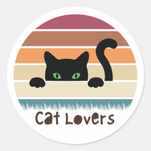 Sticker Rond Amoureux des chats