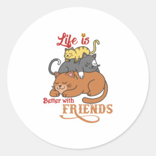 Sticker Rond Amoureux des chats