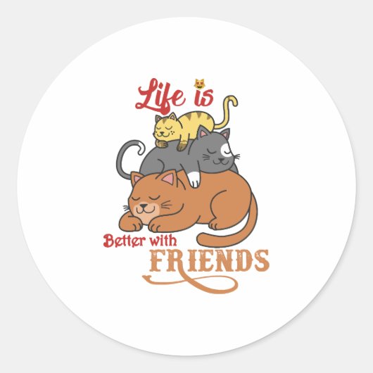 Sticker Rond Amoureux des chats (Devant)