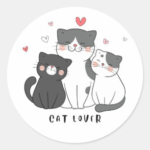 Sticker Rond Amoureux des chats