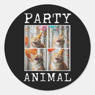 Sticker Rond Amoureux des chats Animal Thème Happy Chat Anniver