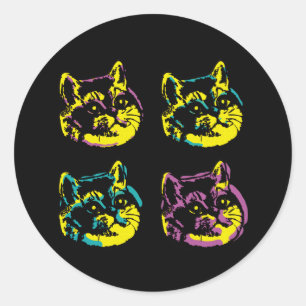 Sticker Rond Amoureux des chats Fenêtre Décal Pop Art
