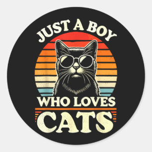 Sticker Rond Amoureux des chats juste un garçon qui aime les ch