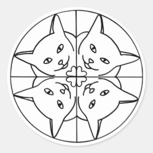 Sticker Rond Amoureux des chats Kaleidoscope Chats Coeurs Stick