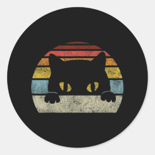 Sticker Rond Amoureux des chats noir vintage, Chats noirs style