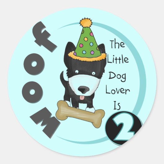 Sticker Rond Amoureux des chiens 2e anniversaire Tshirts et cad (Devant)