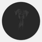 Sticker Rond Amoureux des chiens Abstrait Scribble Art mignon C (Devant)