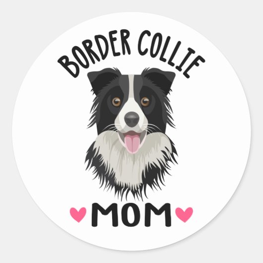 Sticker Rond Amoureux des chiens chiot mignon noir blanc fronti (Devant)