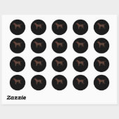 Sticker Rond Amoureux des chiens | Chocolat Labrador Chien Silh (Feuille)