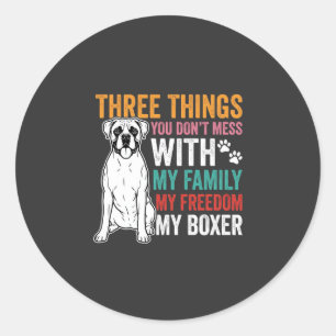 Sticker Rond Amoureux des chiens de la famille Boxer Freedom