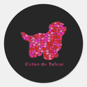 Sticker Rond Amoureux des chiens du Coeur Rouge rose Valentines