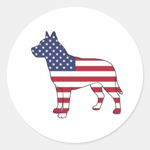 Sticker Rond Amoureux des chiens patriotique USA Drapeau design