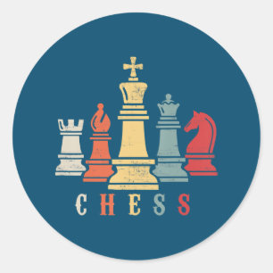 Sticker Rond Amoureux des échecs Jeu d'échecs Checkmate Cadea