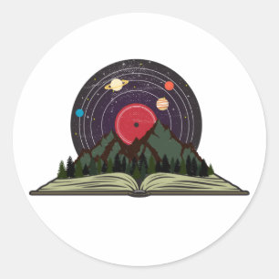 Sticker Rond Amoureux des livres et de la musique disque vinyle
