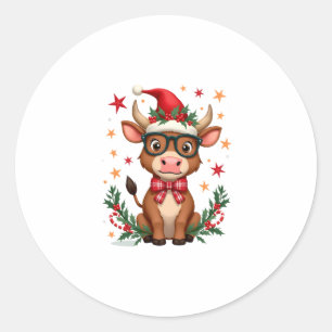 Sticker Rond Amoureux des vaches des Highlands Chapeau de Père