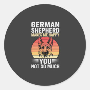 Sticker Rond Amoureux du Berger Allemand Drôle Rétro
