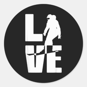 Sticker Rond Amoureux du ski, chercheur de poudre, fan de ski,