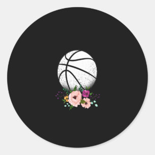 Sticker Rond Amoureux du sport Basketball Et Fleurs Amour