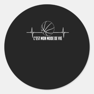 Sticker Rond Amoureux du sport Heartbeat Et Basketball