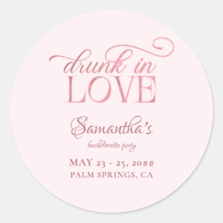 Sticker Rond Amoureux Ivre Tour de Champagne Rose Enterrement d