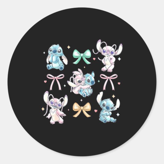 Sticker Rond Amp Angel Coquette Style Bows Valentines Day  (Devant)