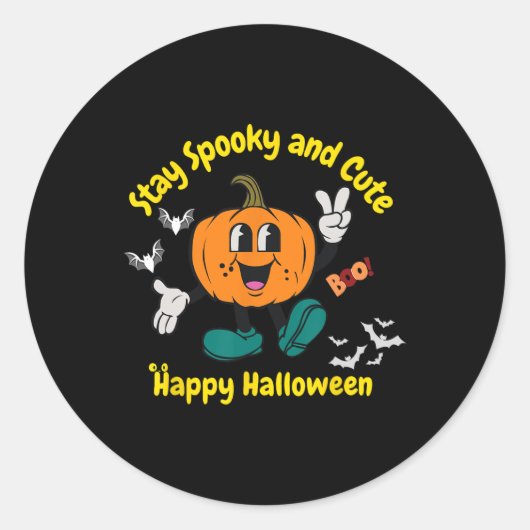 Sticker Rond & ; mignon Citrouille Halloween (Devant)