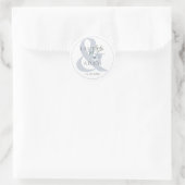 Sticker Rond Ampersand bleu rustique et Mariage floral (Sac)