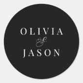 Sticker Rond Ampersand classique élégant Mariage noir et blanc (Devant)