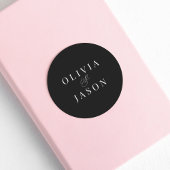 Sticker Rond Ampersand classique élégant Mariage noir et blanc