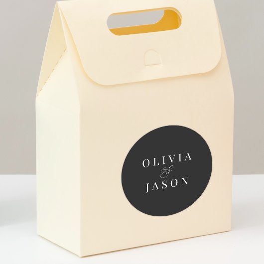 Sticker Rond Ampersand classique élégant Mariage noir et blanc