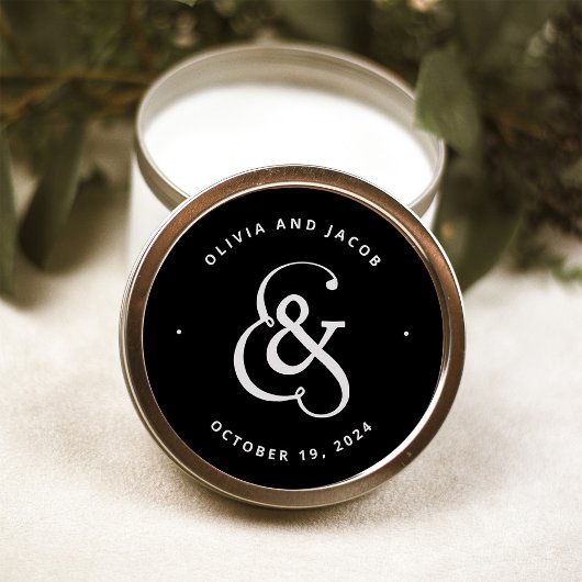 Sticker Rond Ampersand lunaire | Moody Black Mariage
