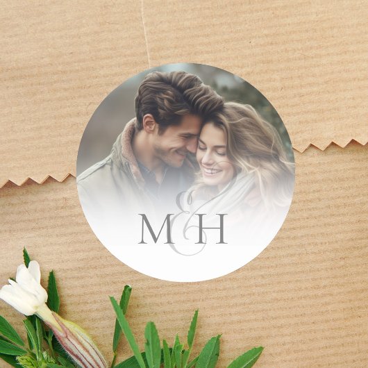 Sticker Rond Ampersand minimaliste simple Mariage photo