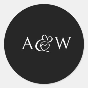 Sticker Rond Ampersand Monogram Mariage noir