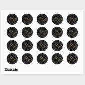 Sticker Rond Ampersand Monogramme Calligraphie Faux Gold Marble (Feuille)