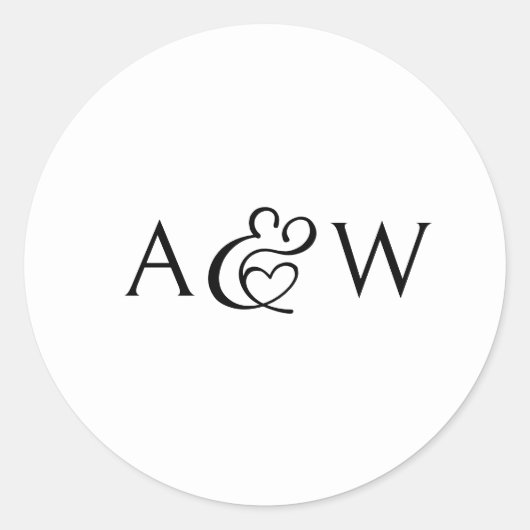 Sticker Rond Ampersand Monogramme Mariage noir et blanc (Devant)
