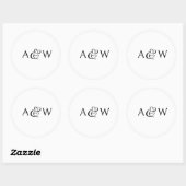 Sticker Rond Ampersand Monogramme Mariage noir et blanc (Feuille)