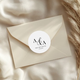 Sticker Rond Ampersand noir et blanc Faire-part de mariage mode