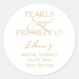 Sticker Rond Ampersand Perles blanches et prosecco pour une fêt