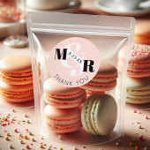 Sticker Rond Ampersand rose moderne Monogramme Mariage Merci