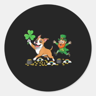 Sticker Rond Amstaff drôle rue du trèfle