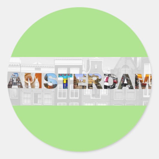 Sticker Rond Amsterdam Pays-Bas - Maisons du canal (Devant)