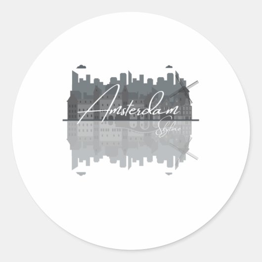 Sticker Rond Amsterdam Skyline (Devant)