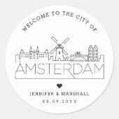 Sticker Rond Amsterdam Skyline | Message de bienvenue du Mariag (Devant)