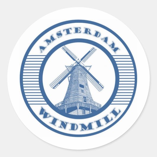 STICKER ROND AMSTERDAM WINDMILL BLEU (Devant)