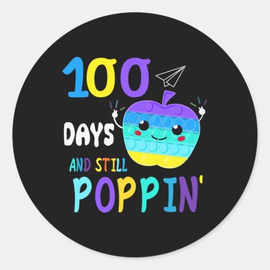 Sticker Rond Amusant 100 Jours D'École Pour Fidget Popit Amateu (Devant)